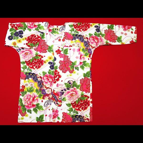 鯉口シャツ 金彩牡丹と桜（赤白）大人鯉口シャツ単品 男女兼用 義若