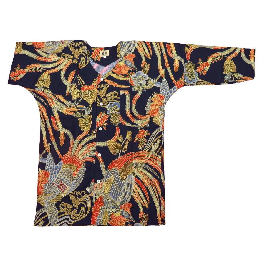 ◎3幟旗柿渋染/鉄媒染/の鯉口シャツ/ダボシヤツ ◎3幟旗