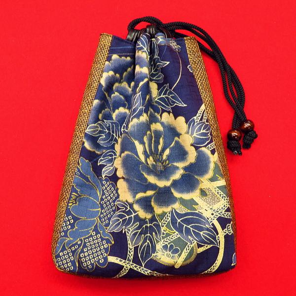 信玄袋 金彩牡丹と桜（藍紺）　お祭り信玄袋｜matsuriya-sonami｜04