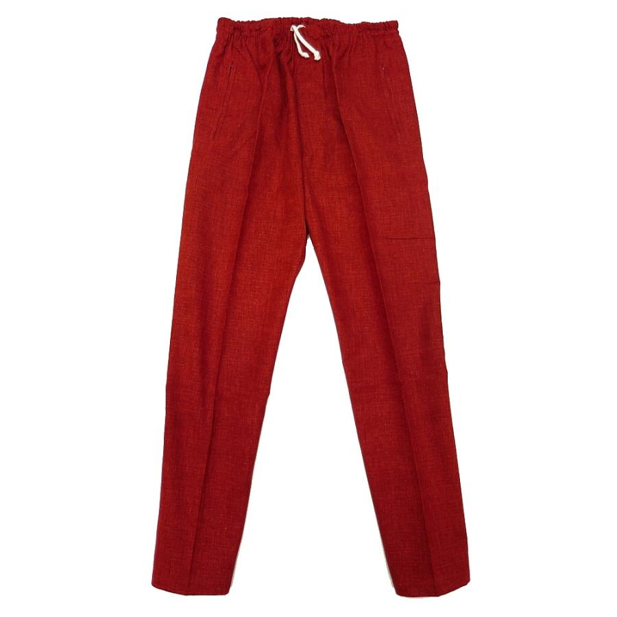 股引き型ズボン むら染め無地 義若の股引き型ズボン（渋赤 エンジ）小