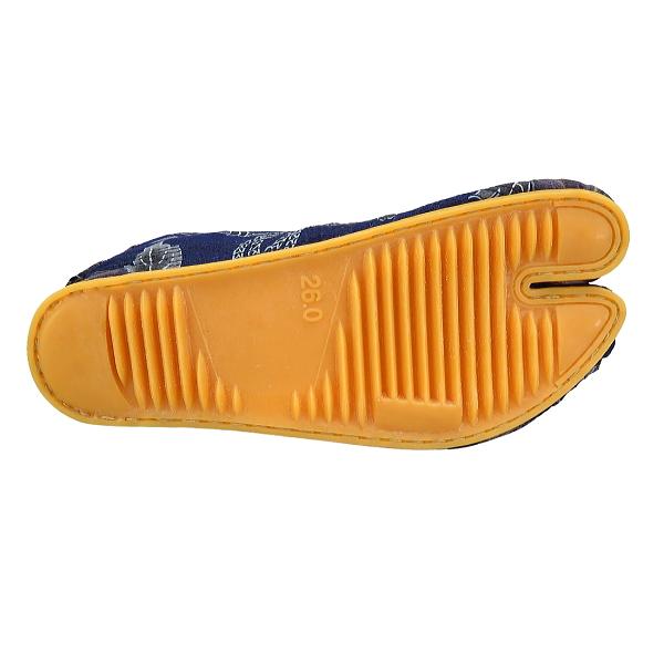 義若の和柄地下足袋・金彩牡丹と桜（渋藍紺）7枚コハゼ・縫い