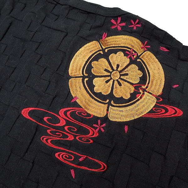 Tシャツ 和柄 家紋刺繍（黒）和柄半袖Tシャツ 絡繰魂 : 祭屋 そなみ