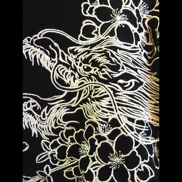 Tシャツ 和柄 双龍極道総刺繍（黒）和柄長袖Tシャツ 絡繰魂 : 祭屋 そ