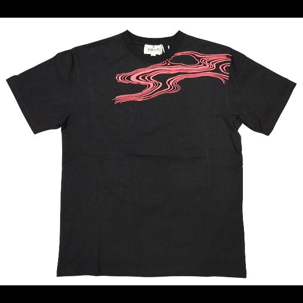 金魚刺繍の黒　半袖カットソー　38 Tシャツ 和柄 金魚刺繍（黒）和柄半袖Tシャツ 絡繰魂 : 祭屋 そ