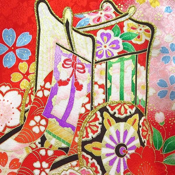 舞い桜・御所車・赤 女児 初着 祝着 のしめ 産着 女の子のお宮参り着物｜matsuriya-sonami｜04