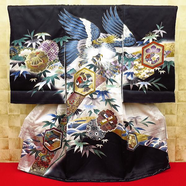 限定特価 鷹と兜 熨斗目 縁起物 黒 男児 男の子のお宮参り着物 産着 のしめ 祝着 初着 着物 産着 Pathwaysfl Org