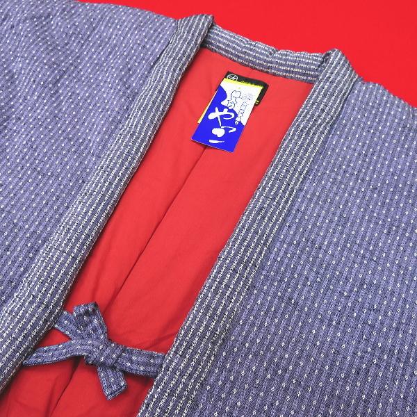 本場久留米！綿入れやっこ半纏！刺子絣（ふじ紫）袖なし 女性用