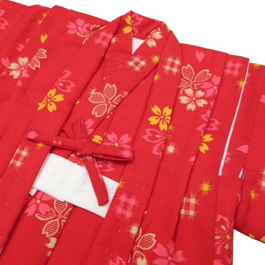 桜絣・赤 女児 一つ身 子供アンサンブル着物 : 祭屋 そなみ呉服 桜絣・赤 女児 一つ身 子供アンサンブル着物 : 祭屋 そなみ呉服