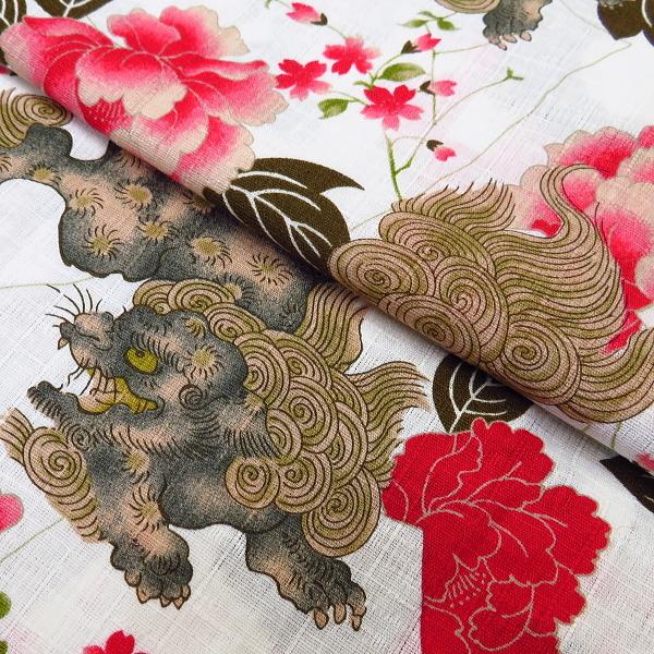 赤い唐獅子　送料込み 唐獅子牡丹（白赤）巾広サイズ（3L） 大人鯉口シャツ 祭矢 : 祭屋 そ