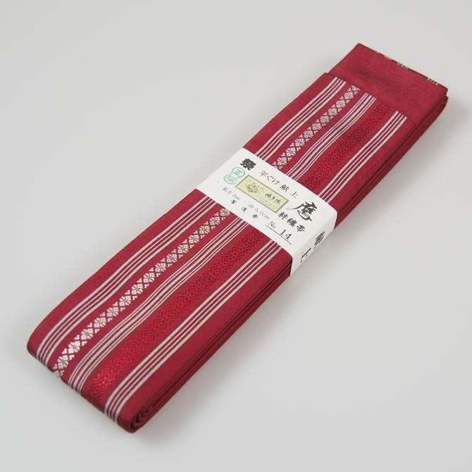 正絹 平ぐけ帯 絹-14（エンジ） : 祭り用品専門店 祭すみたや - 通販