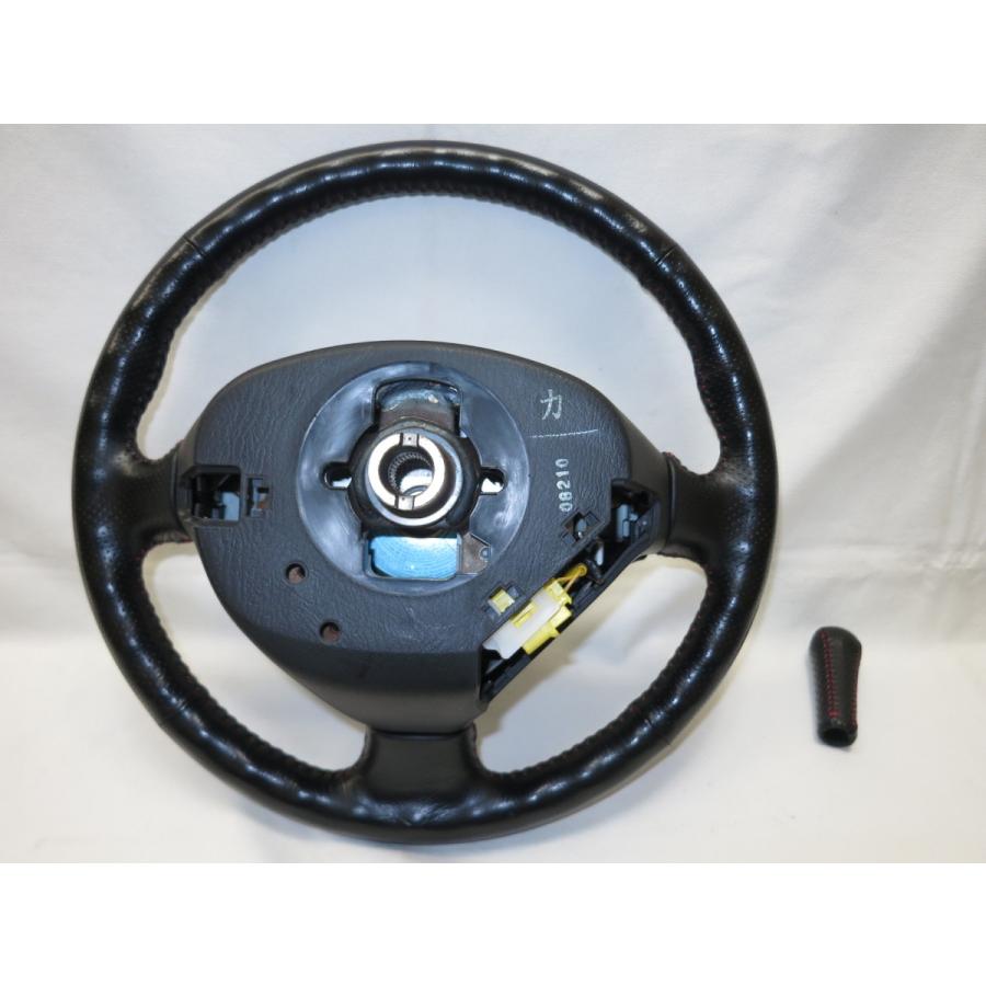 希少レッドステッチ！ライフJB3 純正 革 ステアリング ハンドル エア