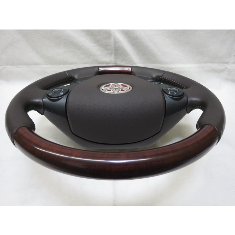 SAI サイ AZK10 純正 ウッド 革 ステアリング ハンドル エアバック