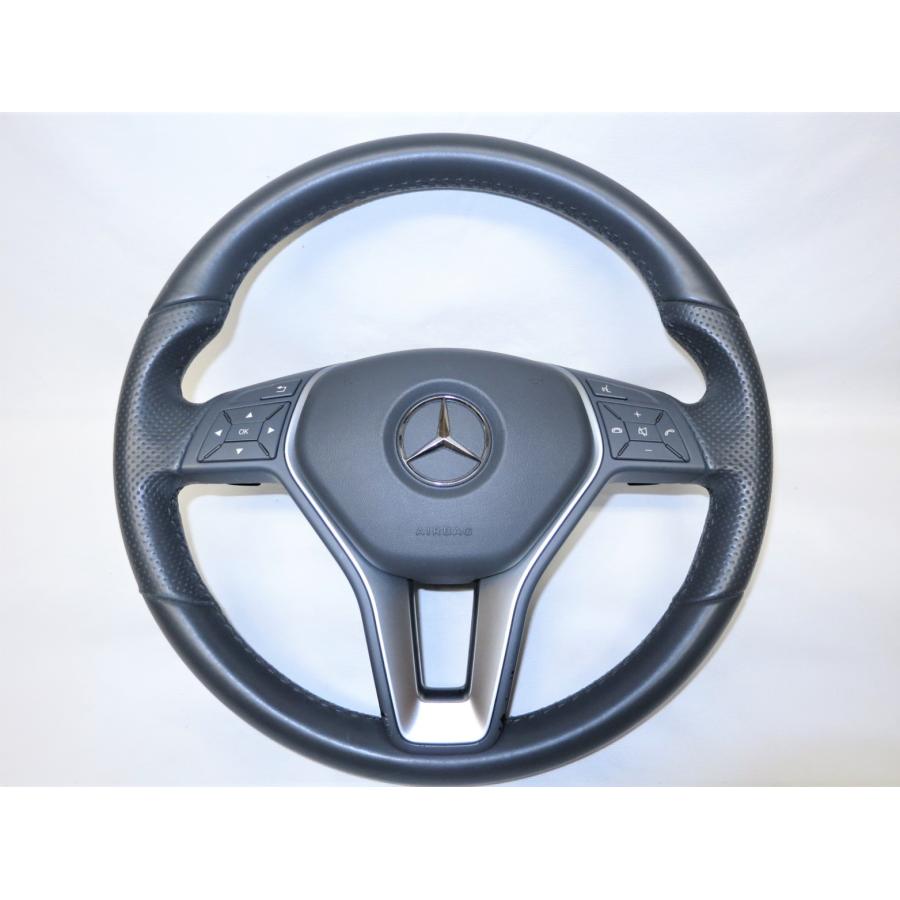希少グレー! W212後期 Eクラス 純正 革 ステアリング 運転席 エア