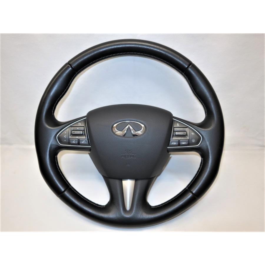 インフィニティ エンブレム スカイラインV37 YV37純正 革 ステアリング