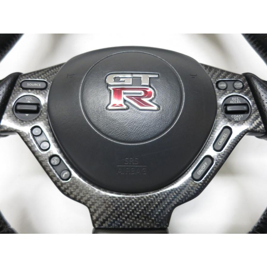 発送 GTR GT-R R35 純正 革 ステアリング ハンドル エアバック エアーバック スイッチ ノート キューブ フェアレディZ 管理番号（W-2740）インフレーター無し