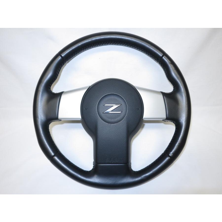 悪魔のz　ステアリングハンドル フェアレディZ Z33 純正 革 ステアリング ハンドル エアバック