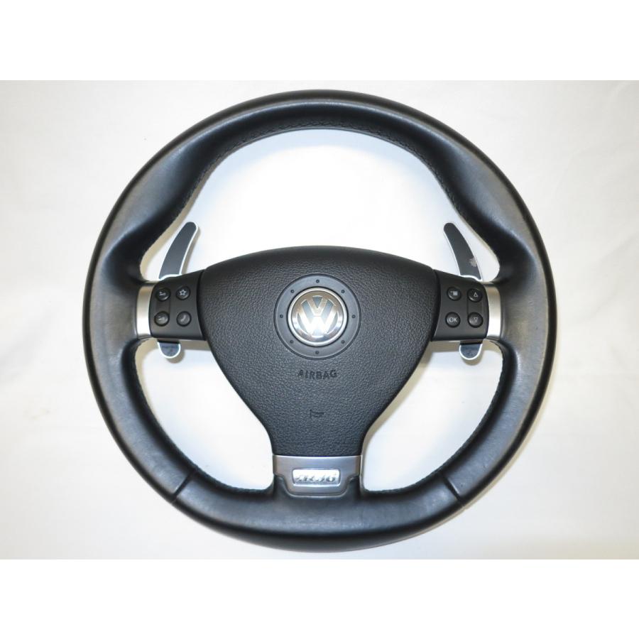 希少 R36!パドル付! パサート ヴァリアント 純正 革 ステアリング エア