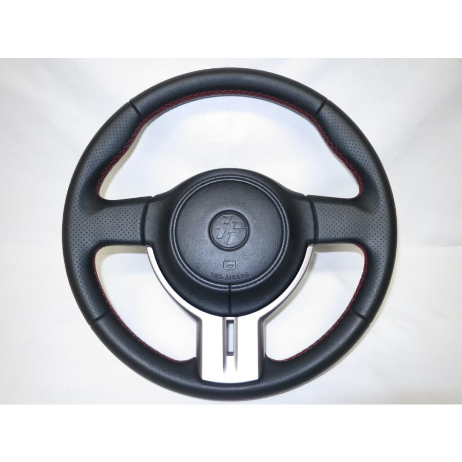 レッドステッチ! 86 ZN6 純正 革 ステアリング ハンドル エアバック