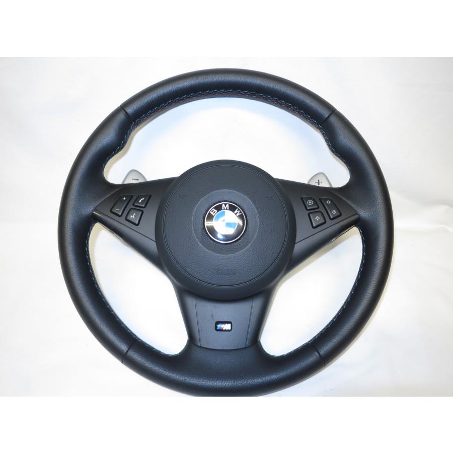希少Mステッチ! パドル付! M5 E60 BMW 純正 革 ステアリング ハンドル 