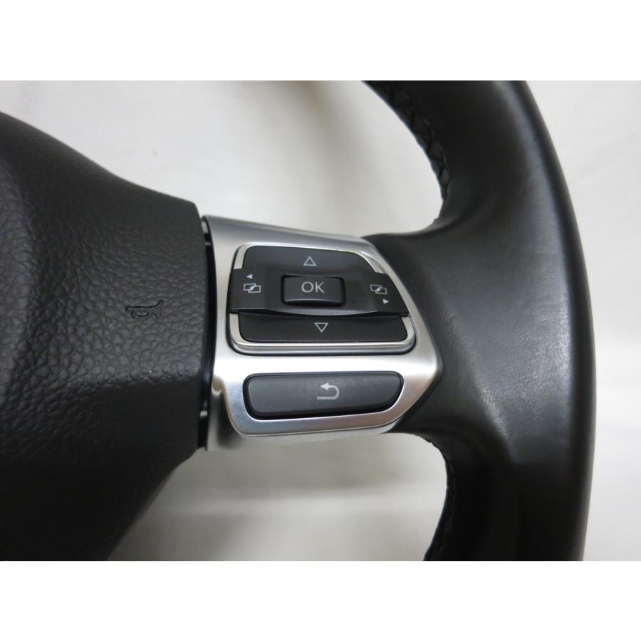 D型! パドル付! ゴルフ6 純正 革 ステアリング ハンドル エアバック