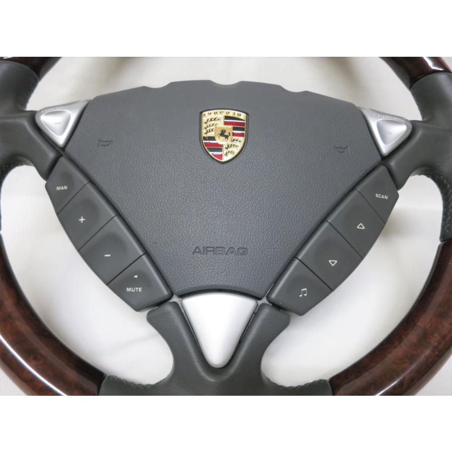 ウッドステアリング  360mm シルバー 新品未使用 カイエン 9PA 純正 ウッド ステアリング ハンドル エアバック