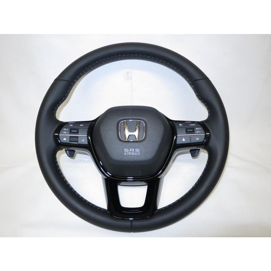 ホンダ 本革仕上げ 赤ステッチ付 ステアリング エアバックカバー【美品】♪ ホンダ 本革仕上げ 赤ステッチ付 ステアリング エアバックカバー