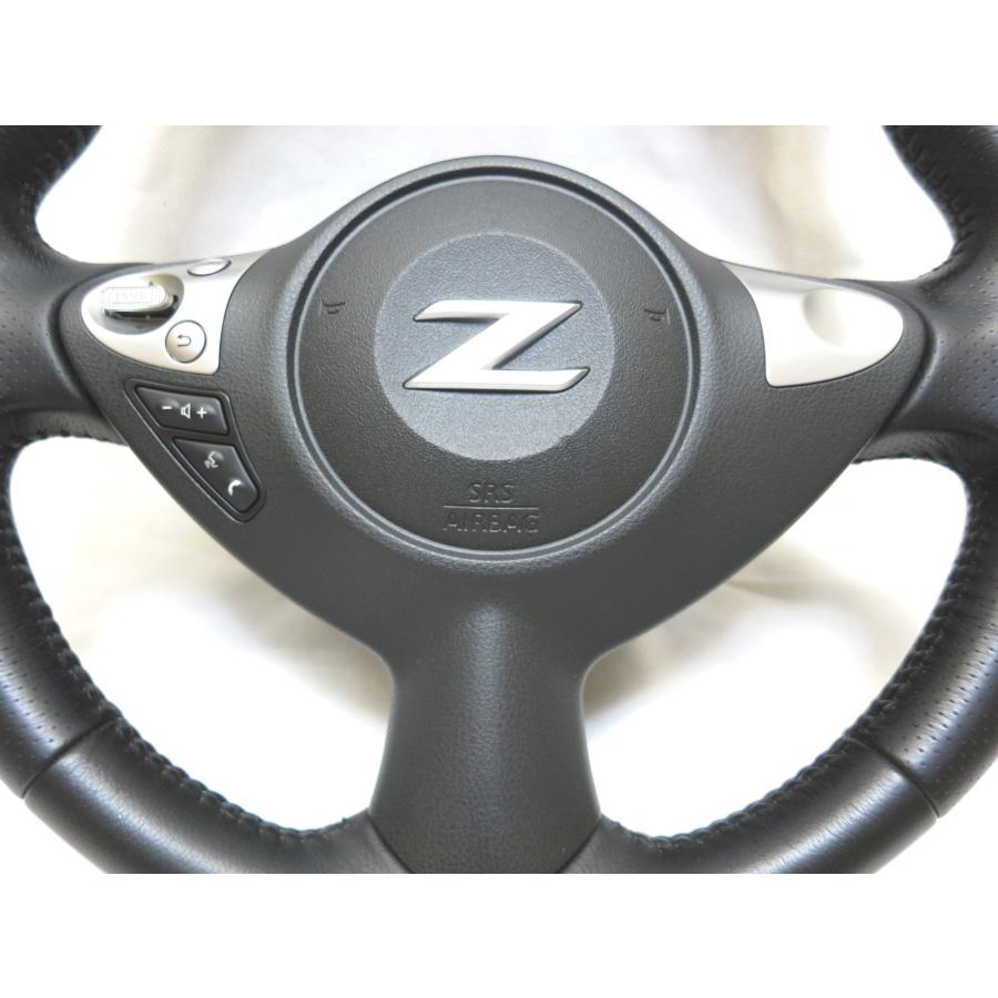 美品! フェアレディZ Z34 純正 革 ステアリング ハンドル エアバック 