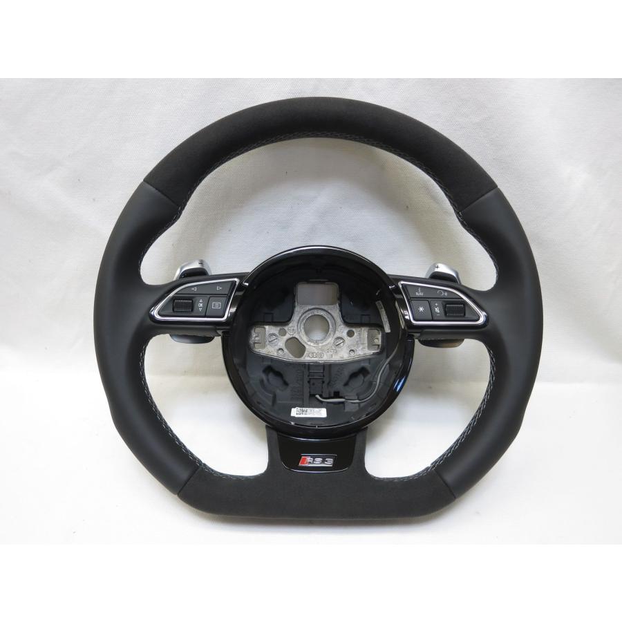 アウディaudi ステアリング・ハンドル RS3 新品!パドル付! RS3 アウディ 純正 アルカンターラ 革 ステアリング