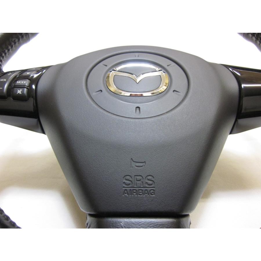 ステアリング ハンドル 33cm 希少! パドル付! RX8 RX-8 SE3P 純正 革 ステアリング ハンドル エア