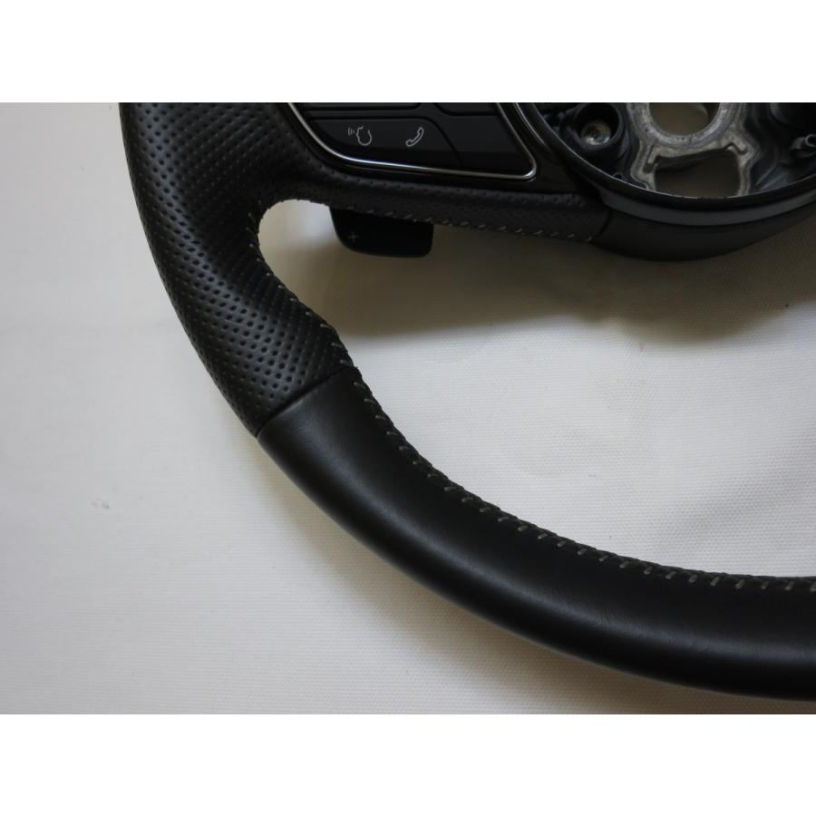 8WアウディA4Sライン用フラットボトムステアリング 美品! A4 8W S-ライン アウディ 純正 革 ステアリング ハンドル パドル
