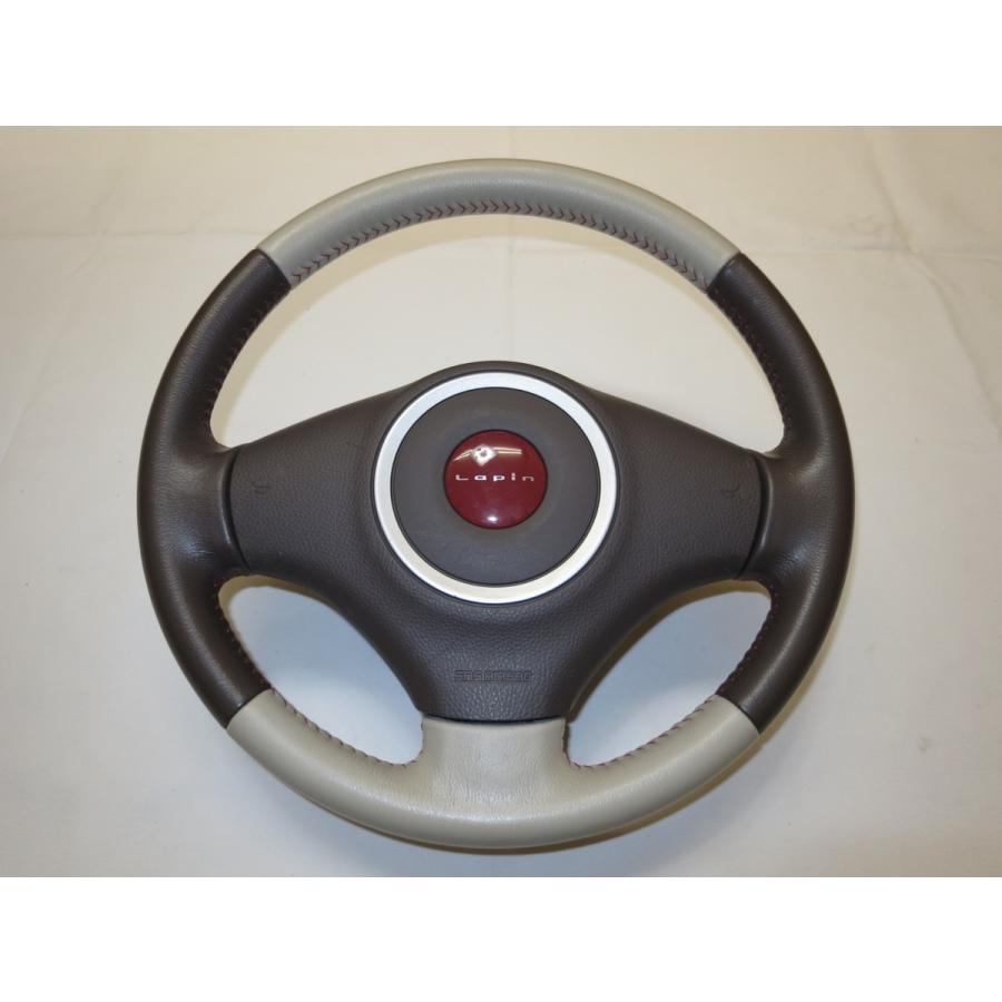 ラパン　HE22S　ショコラ　純正　革　ステアリング　ハンドル　エアバック　エアーバック　カバー 　48150-85K31　管理番号（W-648）