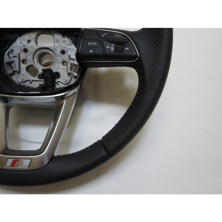 シルバーステッチ! Q5 FY Sライン アウディ 純正 革 ステアリング