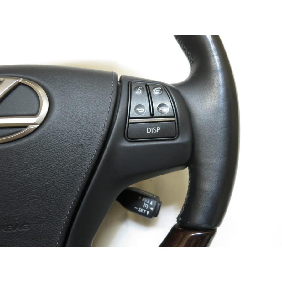 LS LS460 LS600h 後期 純正 黒革 ウッド ステアリング ハンドル エア