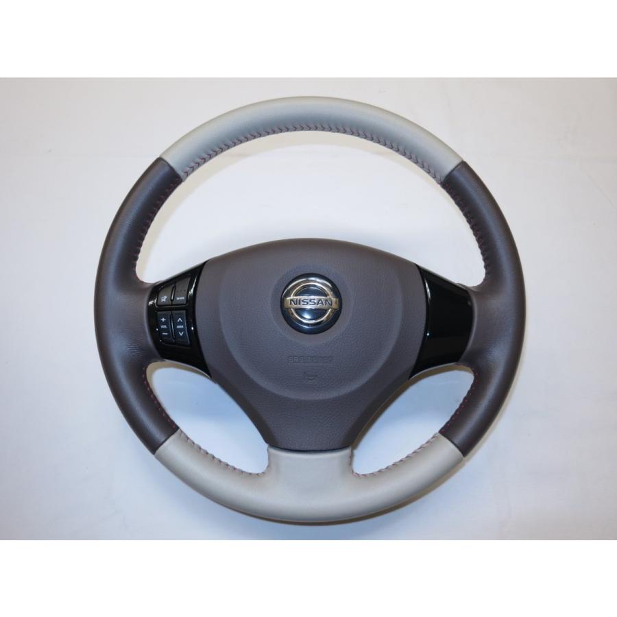 レッドステッチ!モコMG33ドルチェ 純正 革 ステアリング 運転席 エア