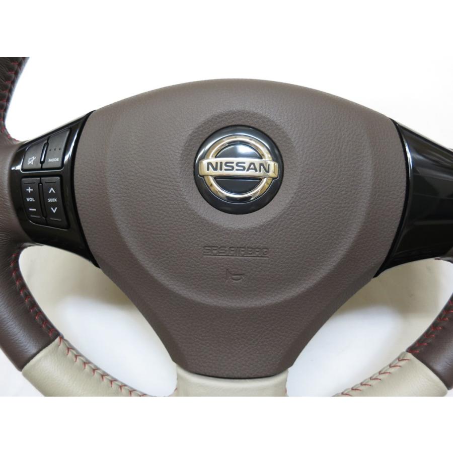 レッドステッチ!モコMG33ドルチェ 純正 革 ステアリング 運転席 エア