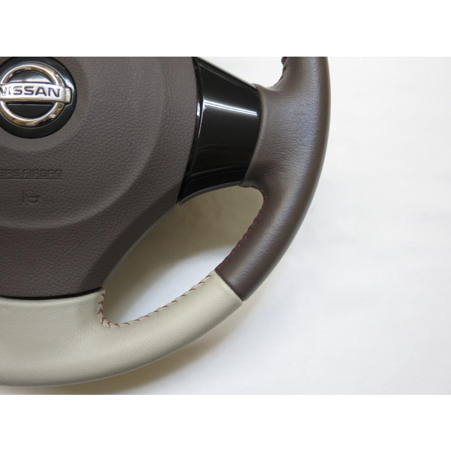 レッドステッチ!モコMG33ドルチェ 純正 革 ステアリング 運転席 エア