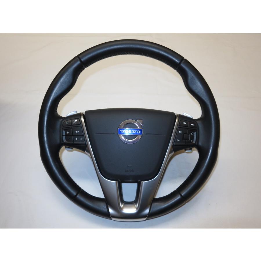 希少!S60 V40 V60 V70 XC60 XC70 XC90 ボルボ 純正 革 ステアリング