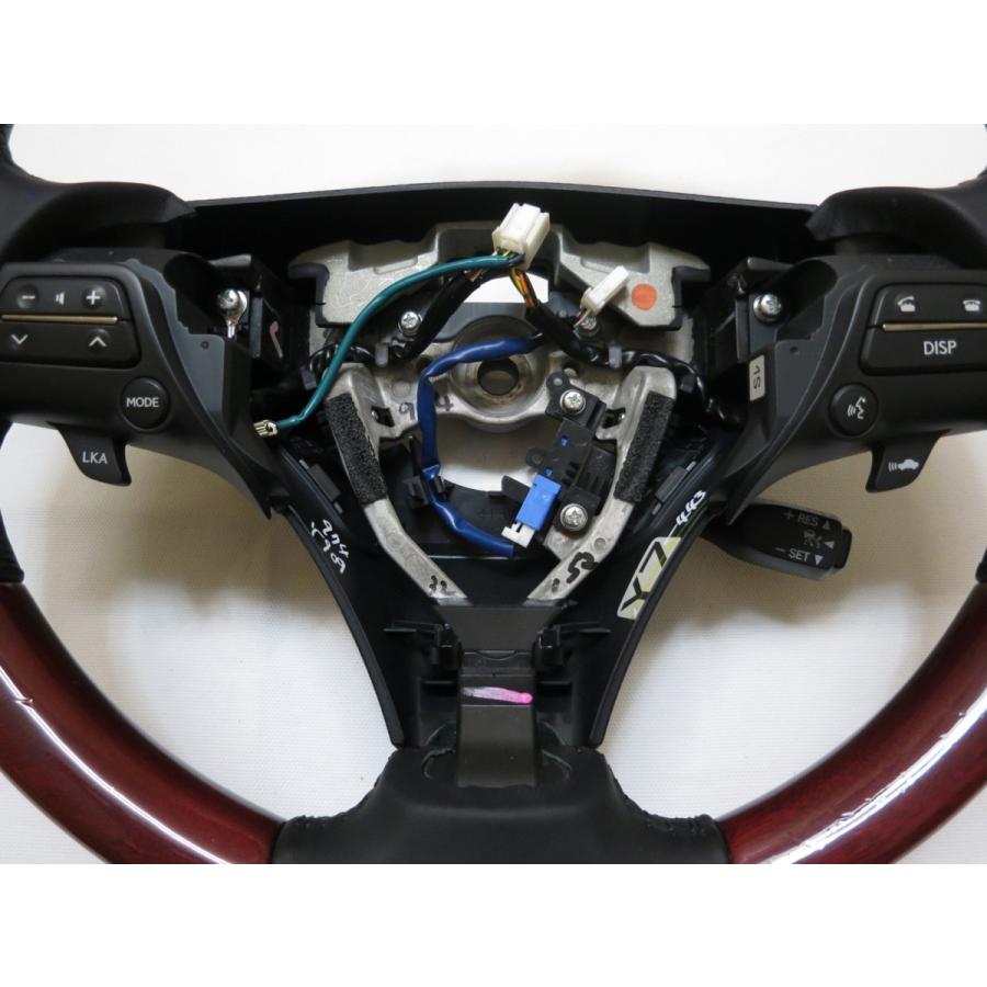 本杢！ GS レクサス GRS191 後期 赤木！純正 黒革 ウッド ステアリング