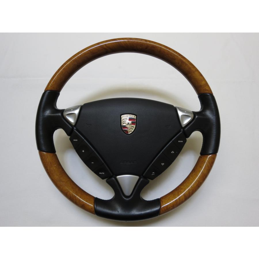 カイエン ポルシェ 純正 ウッド ステアリング ハンドル エアバック
