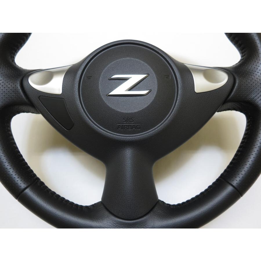 ステアリング、ハンドル 希少！ フェアレディZ Z34 純正 革 ステアリング ハンドル