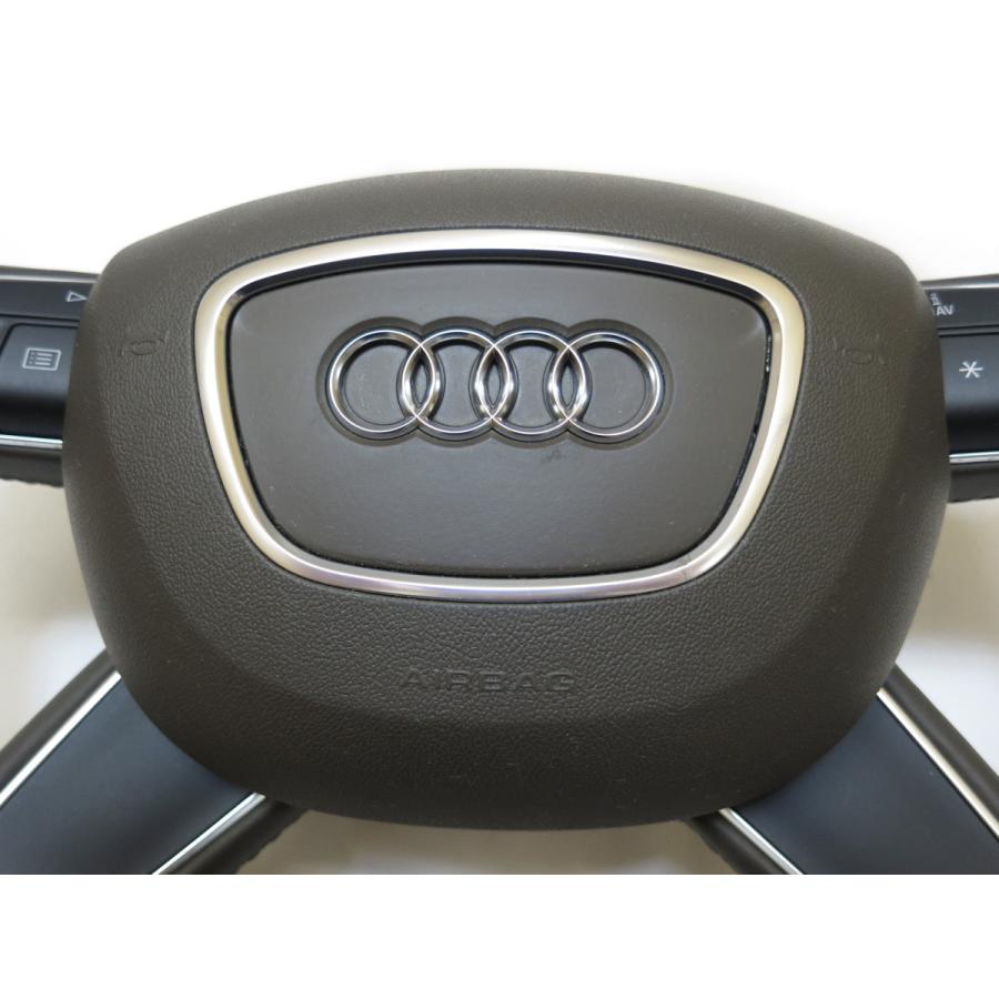 希少茶色! A6 4G C7 純正 革 ステアリング 運転席 エアバック エアー
