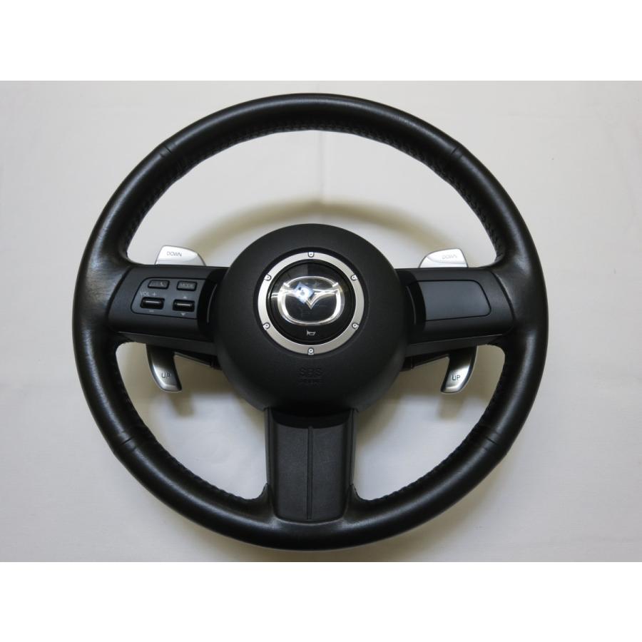 RX8 RX-8 RX―8 SE3P パドル付！ 純正 革 ステアリング ハンドル