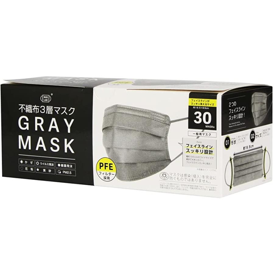 即日】2個セット 富士 不織布 グレーマスク 30枚入 GRAY MASK 3層