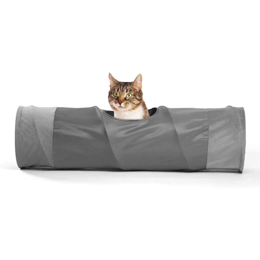 新発売 猫用品 Prima 猫トンネル キャットトンネル おもちゃ 長い 折りたたみ1穴付き 中に玉付き しわくちゃの紙 中小型ネコ動物グレー Www Threeriversofs Com
