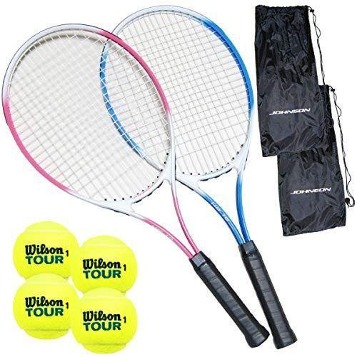 硬式テニスラケット 正規品販売 2本セット テニスボール4個入 正規取扱店 初心者向 カラー ブルーamp;ピンク HB-19