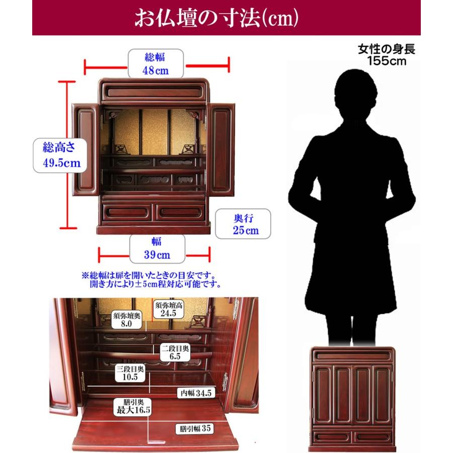 仏壇 仏具セット ミニ コンパクト 小型 小さい 16号 桜 紫檀調 上置 箱 