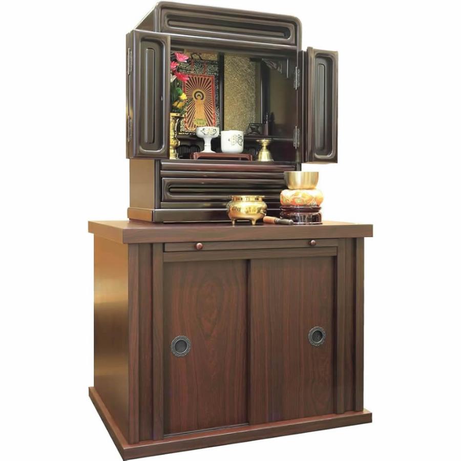 仏壇 神棚の松山神仏具店 上置ミニ仏壇14号 台付き 高82cm×幅49cm×奥