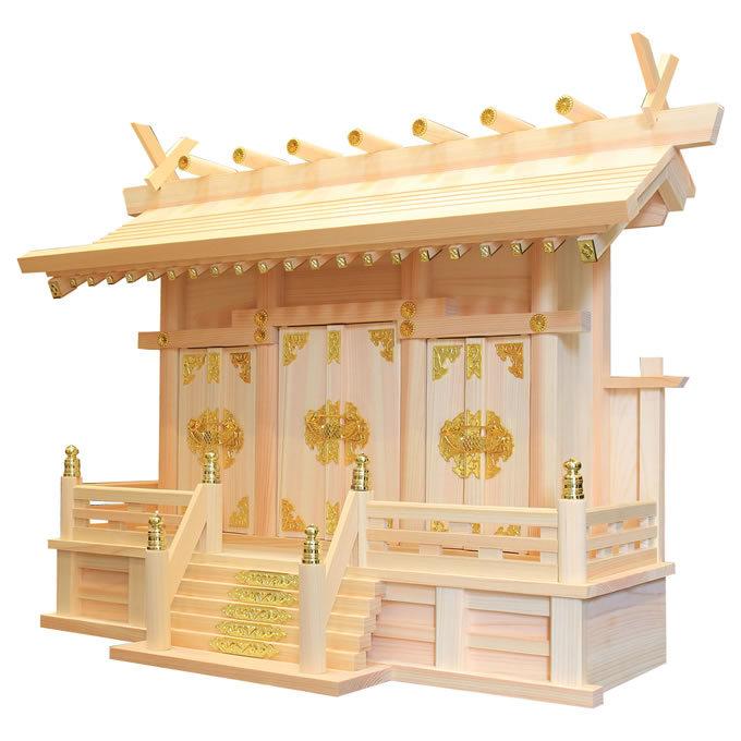 仏壇 神棚の松山神仏具店 神棚 神具セット付き 日本製 迫力の中サイズ