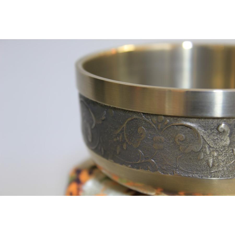 仏具 おりん 宝相華りん 一式セット 3.5寸 直径10.5cm 美しい彫金 りん台 りん棒 セット 佐波理 さはり おりん 仏壇用 りん リン 仏具 京都 高級りん 砂張 沙張_1