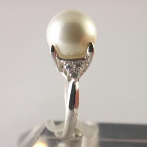 パールリング 真珠 ホワイト 白 12mm フリーサイズ (8号〜15号